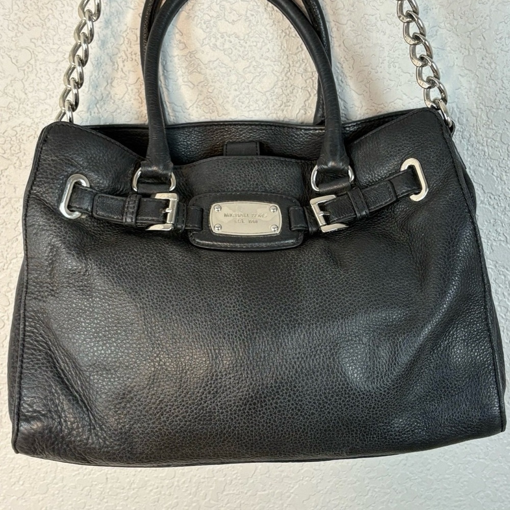 Michael Kors Hamilton Leather and Silver Satchel Bag 👜